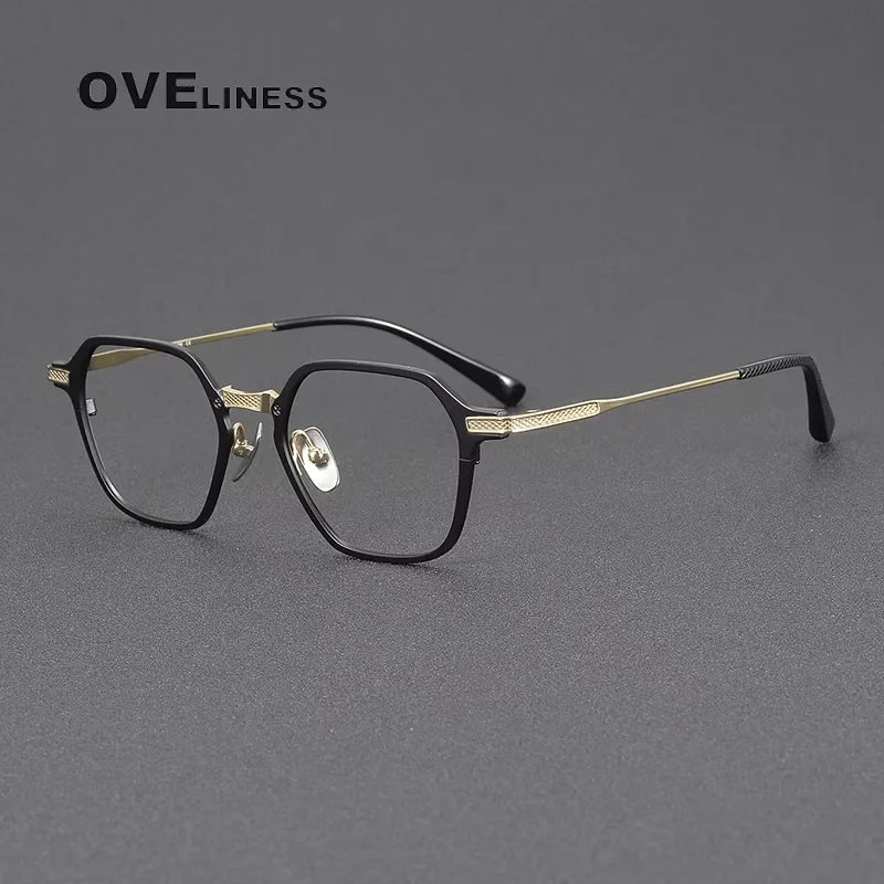 Oveliness Unisex Full Rim Polygon Acetate Titanium Eyeglasses 614425