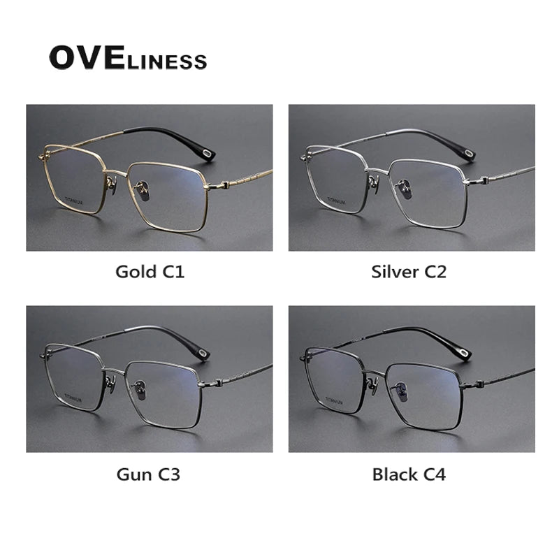 Oveliness Men's Full Rim Square Titanium Eyeglasses 80908 Full Rim Oveliness   