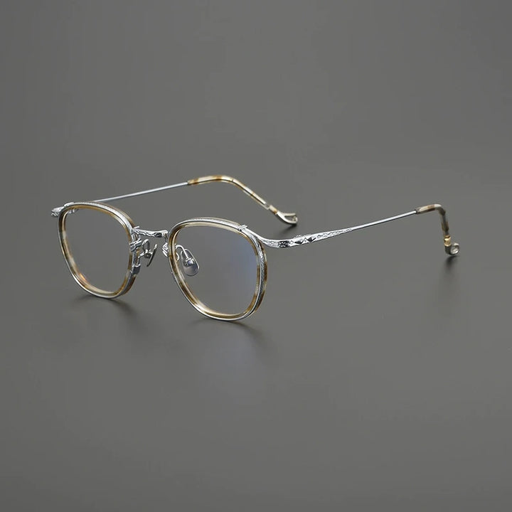 Gatenac Unisex Full Rim Big Square Acetate Titanium Eyeglasses G9016