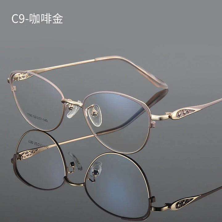 Bclear Women's Full Rim Oval Cat Eye Alloy Eyeglasses 61190