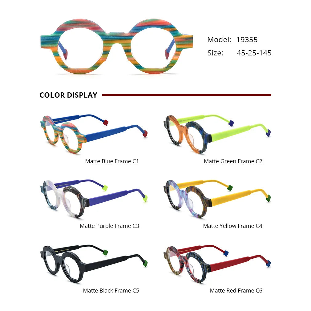 Nobler Unisex Full Rim Thick Round Acetate Eyeglasses 9355 Full Rim Nobler