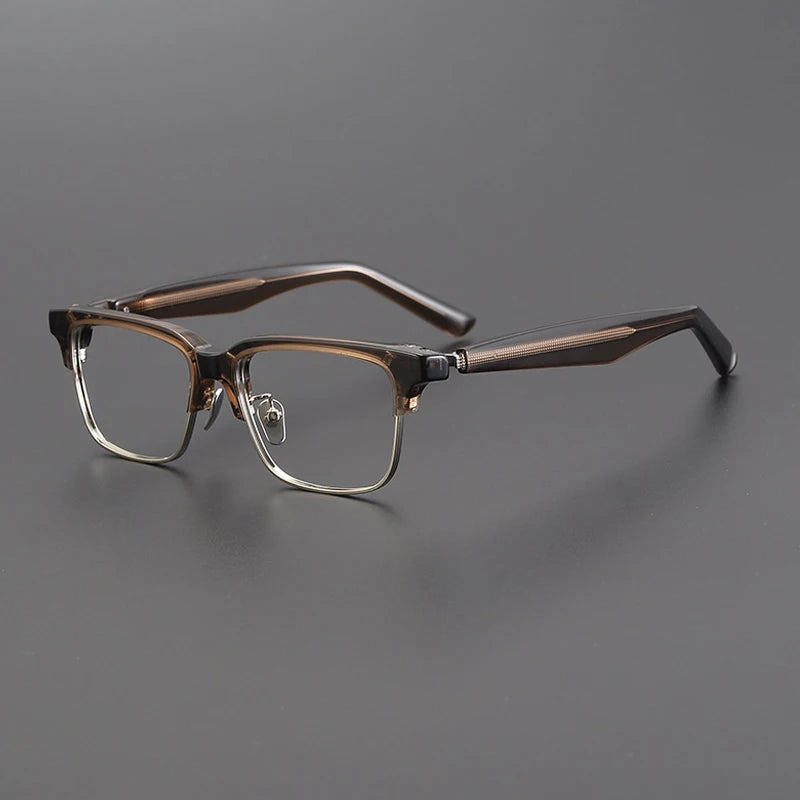 Gatenac Unisex Full Rim Square Acetate Eyeglasses Gxyj1191 Full Rim Gatenac Tea