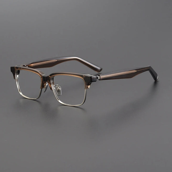 Gatenac Unisex Full Rim Square Acetate Eyeglasses Gxyj1191 Full Rim Gatenac Tea