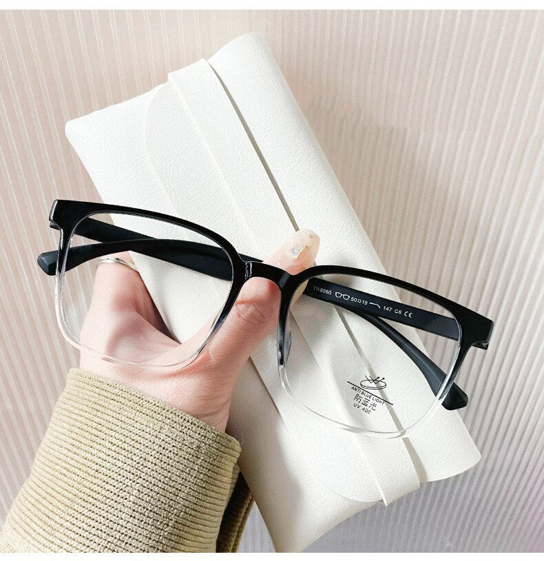 CCspace Unisex Full Rim Square Tr 90 Titanium Eyeglasses 55898 Full Rim CCspace BlackTransparentC6 China