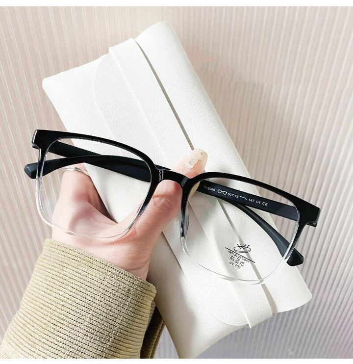 CCspace Unisex Full Rim Square Tr 90 Titanium Eyeglasses 55898 Full Rim CCspace BlackTransparentC6 China
