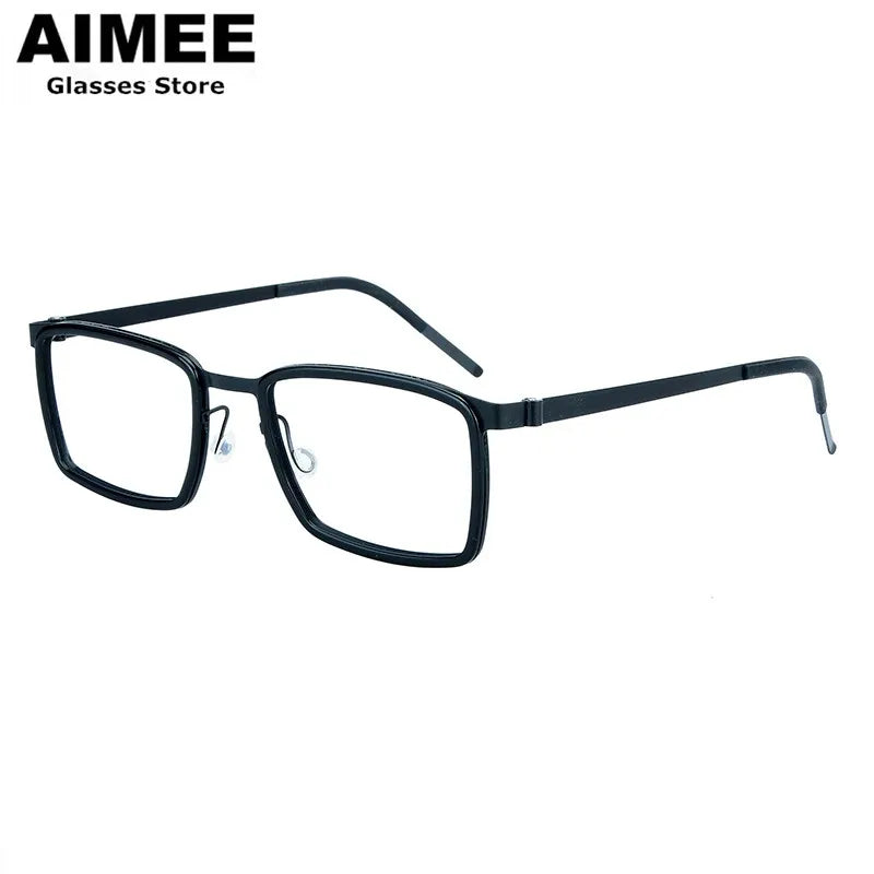 Aimee Unisex Full Rim Square Screwless Titanium Eyeglasses 49711