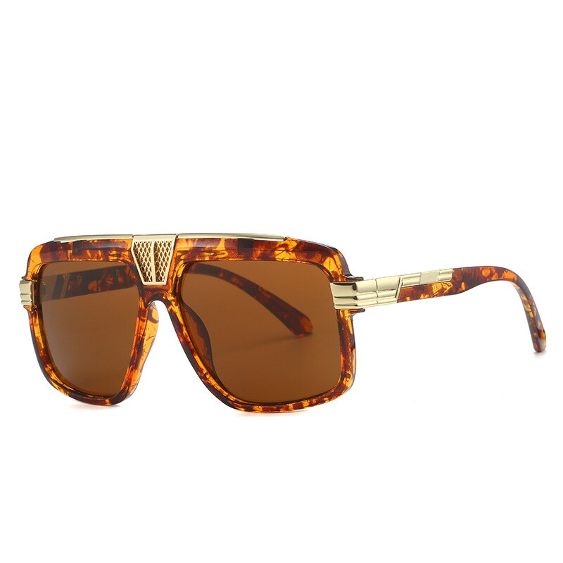 CCspace Men's Full Rim Large Square Tr 90 UV400 Sunglasses 56295 Sunglasses CCspace Sunglasses C5Leopard