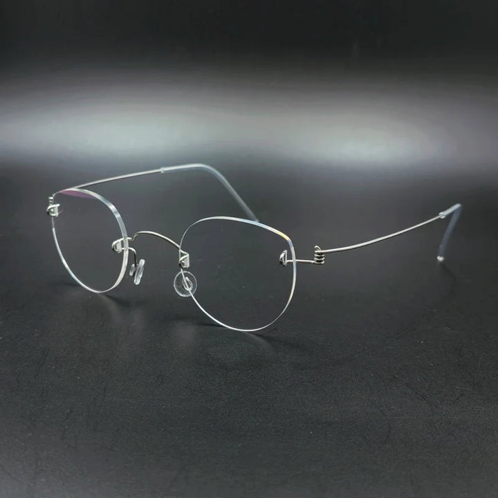Yujo Unisex Handcrafted Rimless Oval Screwless Steel Eyeglasses 313533