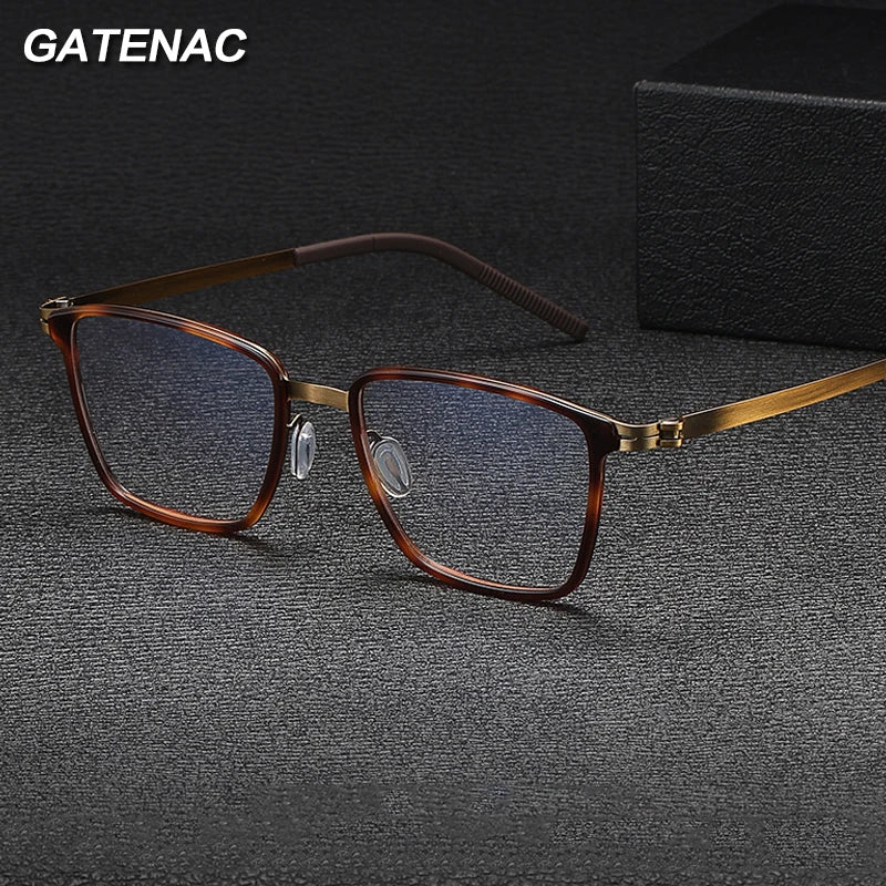 Gatenac Unisex Full Rim Square Alloy Eyeglasses Gxyj--1182 Full Rim Gatenac
