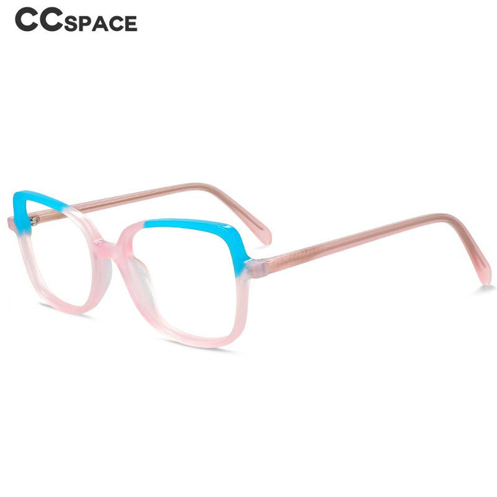 CCspace Unisex Full Rim Square Cat Eye Acetate Titanium Eyeglasses 55908 Full Rim CCspace