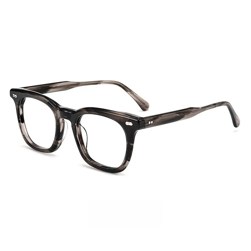 Yimaruili Unisex Full Rim Square Acetate Eyeglasses Kbt98612 Full Rim Yimaruili Eyeglasses Striped Gray