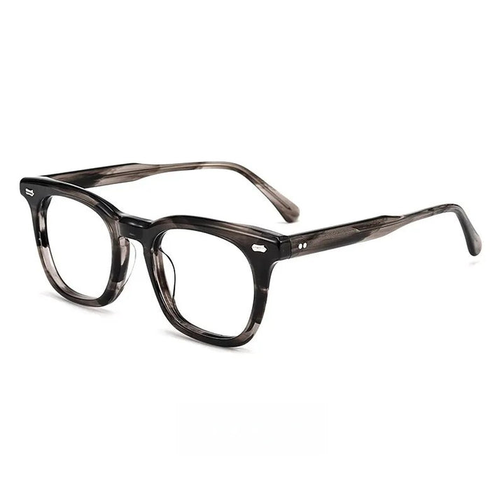 Yimaruili Unisex Full Rim Square Acetate Eyeglasses Kbt98612 Full Rim Yimaruili Eyeglasses Striped Gray