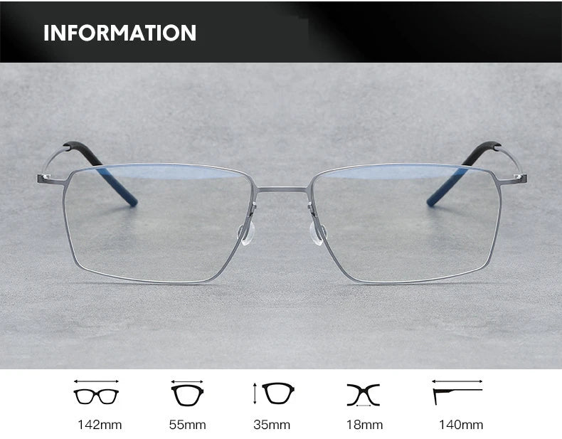 Black Mask Unisex Full Rim Square Screwless Titanium Eyeglasses 45509