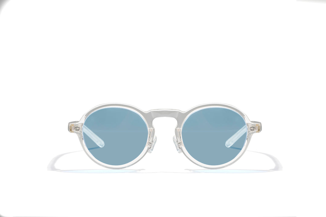 Hewei Unisex Full Rim Small Round Acetate Sunglasses 0010 Sunglasses Hewei clear vs blue as picture 