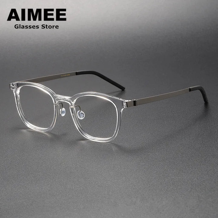 Aimee Women's Full Rim Square Titanium Acetate Eyeglasses 81051 Full Rim Aimee Transparent