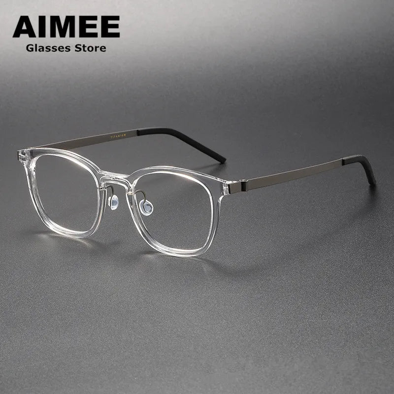Aimee Women's Full Rim Square Titanium Acetate Eyeglasses 81051 Full Rim Aimee Transparent
