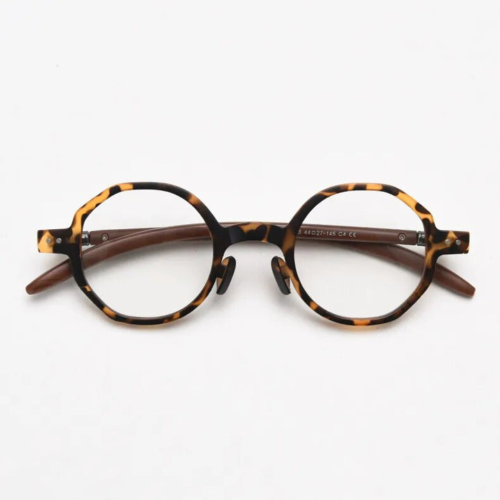 CCspace Unisex Full Rim Polygon Tr 90 Titanium Eyeglasses 56995 Full Rim CCspace C4Leopard