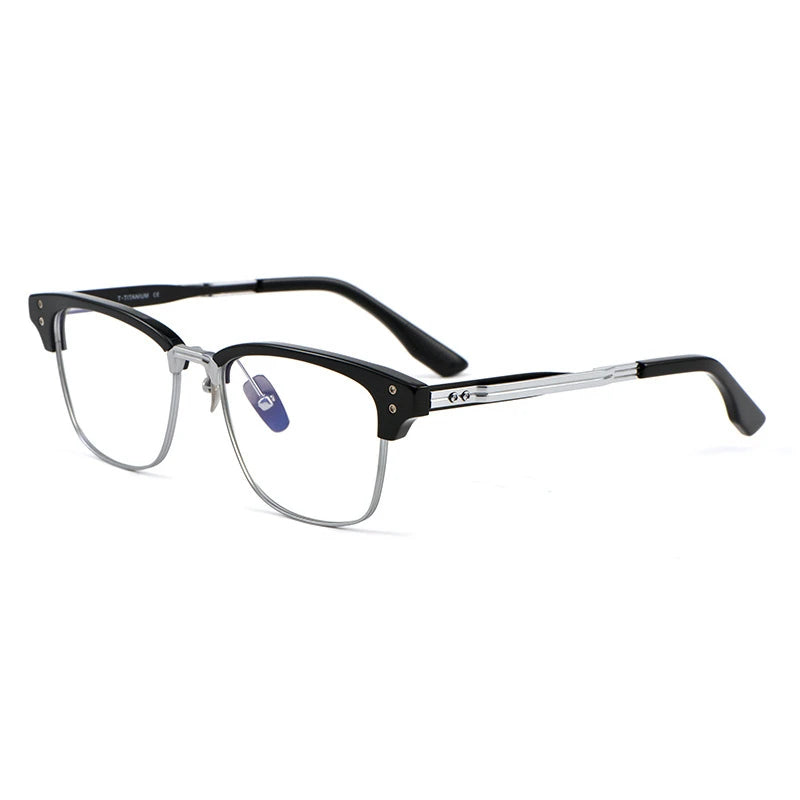 Black Mask Men's Full Rim Big Square Titanium Eyeglasses 499132