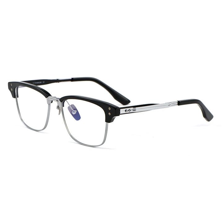 Black Mask Men's Full Rim Big Square Titanium Eyeglasses 499132