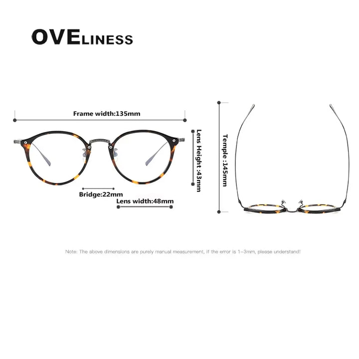 Oveliness Women's Full Rim Round Acetate Titanium Eyeglasses 40055