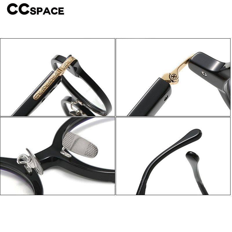 CCspace Unisex Full Rim Round Acetate Eyeglasses 56385 Full Rim CCspace