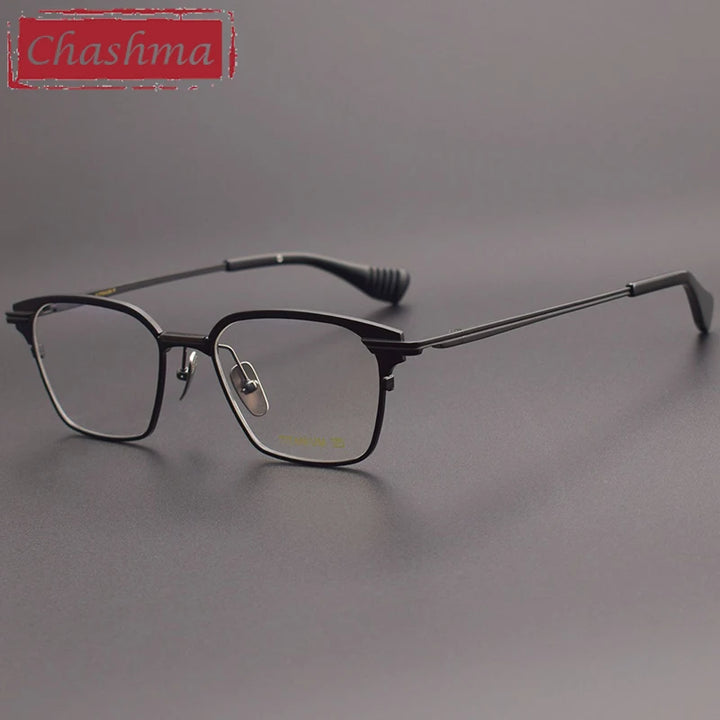 Chashma Unisex Full Rim Square Acetate Titanium Eyeglasses 152 Full Rim Chashma Black