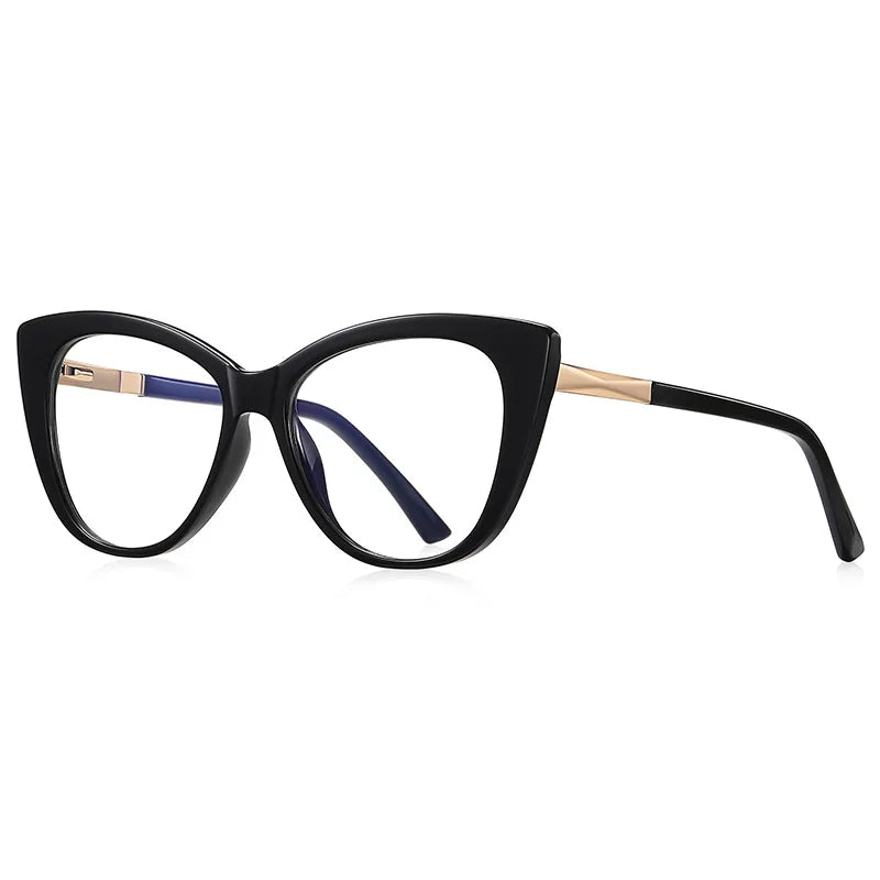 Kocolior Unisex Full Rim Cat Eye Alloy Acetate Hyperopic Reading Glasses 2097 Reading Glasses Kocolior Black 0