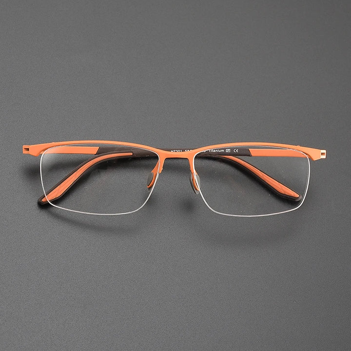 Nobler Unisex Semi Rim Square Titanium Eyeglasses 1730 Full Rim Nobler C1