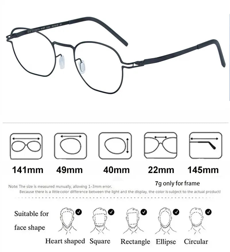 Aimee Unisex Full Rim Polygon Square Screwless Steel Eyeglasses 14149 Full Rim Aimee