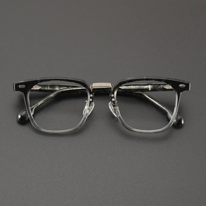 Gatenac Unisex Full Rim Square Titanium Acetate Eyeglasses Gxyj1130 Full Rim Gatenac