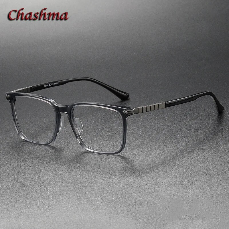 Chashma Ochki Unisex Full Rim Square Acetate Eyeglasses 9630 Full Rim Chashma Ochki Dark Gray  