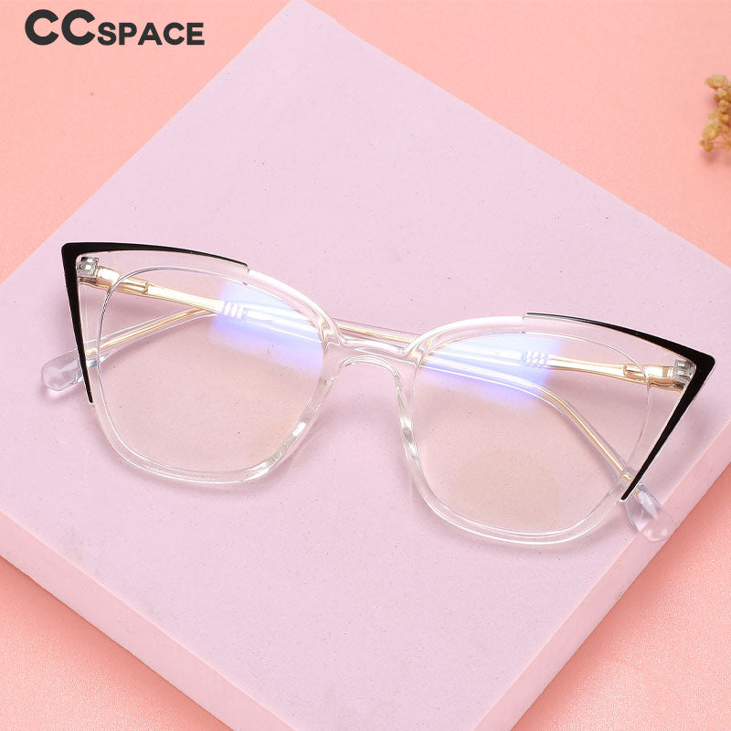 CCspace Unisex Full Rim Square Cat Eye Tr 90 Alloy Eyeglasses 56381 Full Rim CCspace
