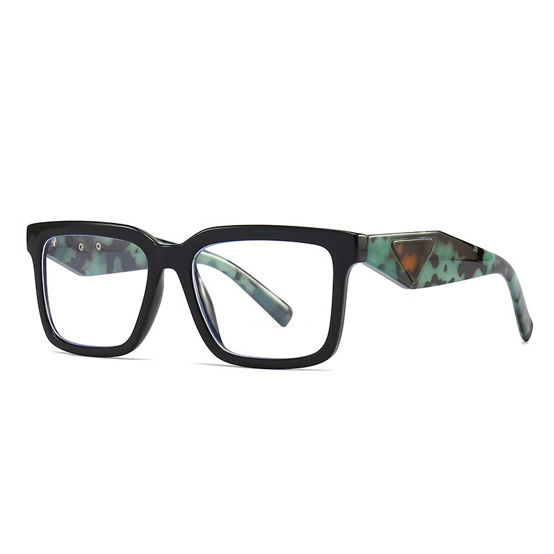 CCspace Unisex Full Rim Square Tr 90 Eyeglasses 56311 Full Rim CCspace C4BlackGreenLeopard