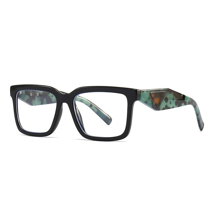 CCspace Unisex Full Rim Square Tr 90 Eyeglasses 56311 Full Rim CCspace C4BlackGreenLeopard