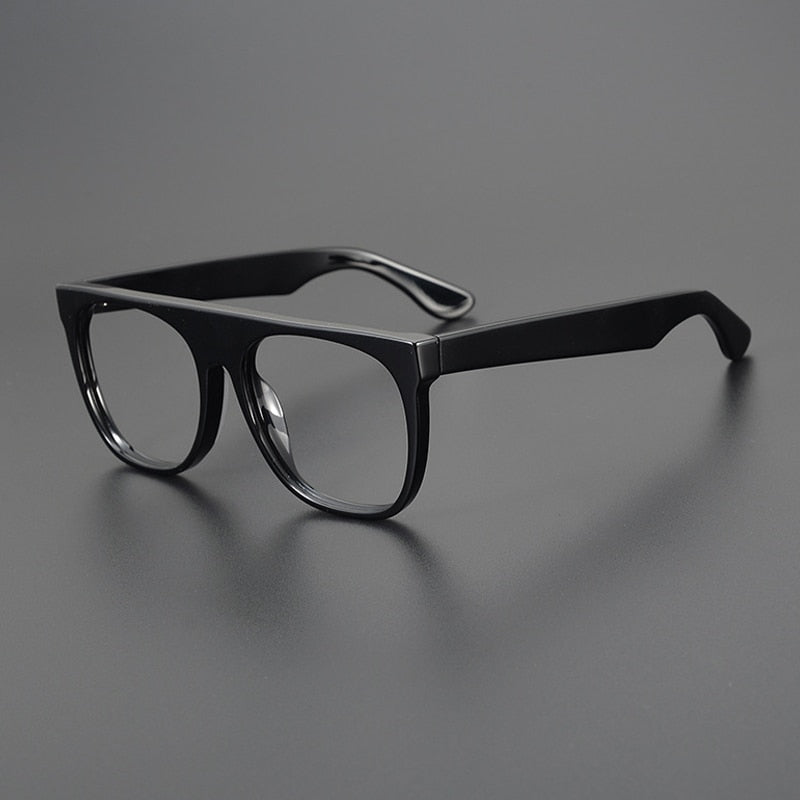 Gatenac Unisex Full Rim Flat Top Round Acetate Eyeglasses Gxyj1056 Full Rim Gatenac Black