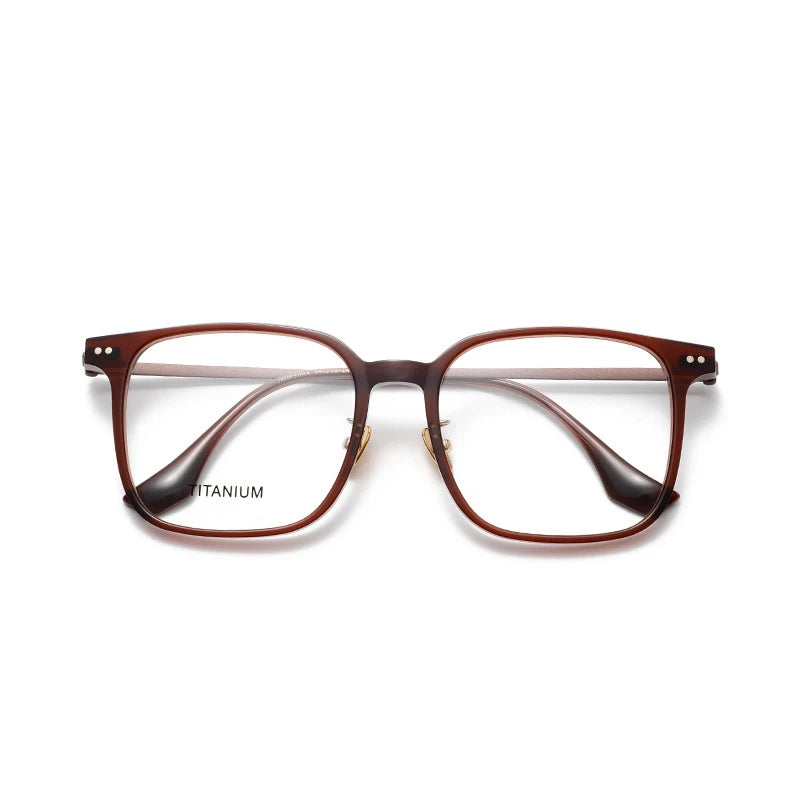Aror Unisex Full Rim Square Acetate Titanium Eyeglasses 84296 Full Rim Aror Wine Red