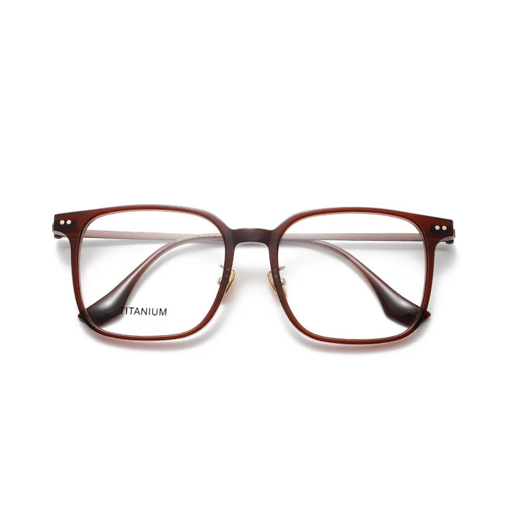 Aror Unisex Full Rim Square Acetate Titanium Eyeglasses 84296 Full Rim Aror Wine Red