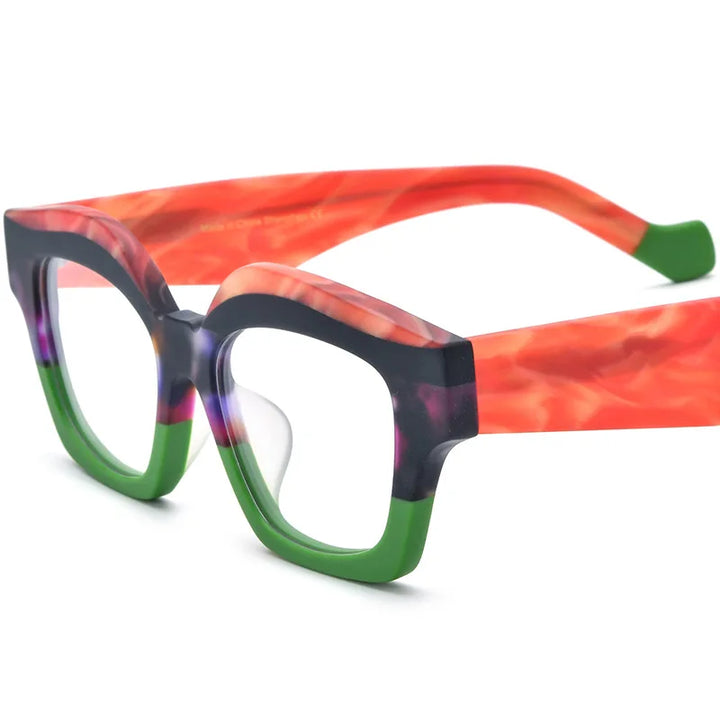 CCspace Unisex Full Rim Square Acetate Eyeglasses 57163 Full Rim CCspace Green