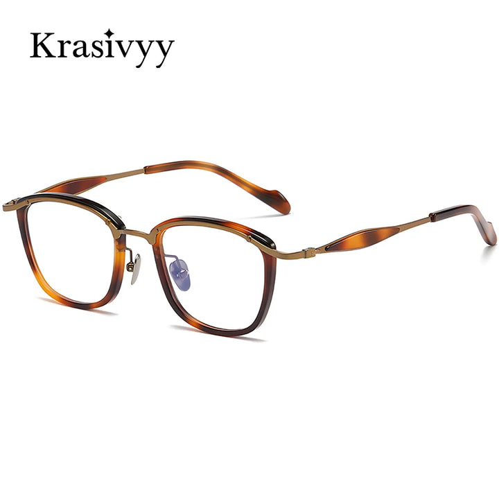 Krasivyy Unisex Full Rim Square Titanium Acetate Eyeglasses 46061 Full Rim Krasivyy