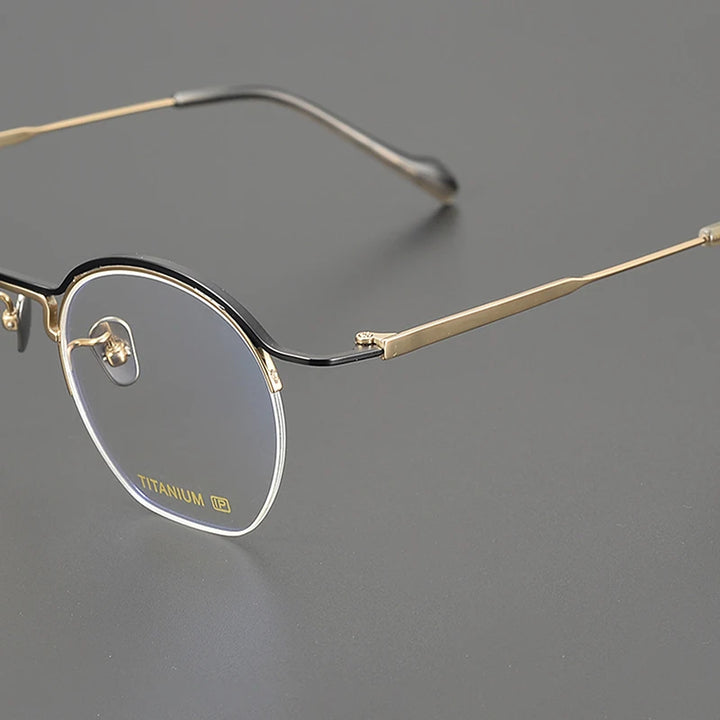 Nobler Unisex Semi Rim Round Titanium Eyeglasses 190035 Semi Rim Nobler