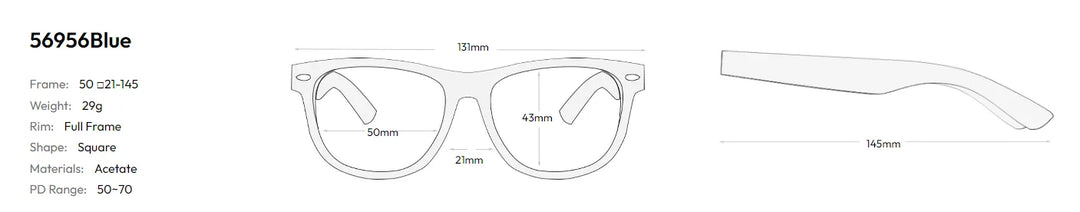 CCspace Women's Full Rim Square Acetate Hyperopic Reading Glasses R56956 Reading Glasses CCspace