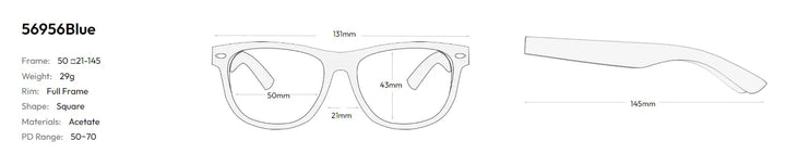 CCspace Women's Full Rim Square Acetate Hyperopic Reading Glasses R56956 Reading Glasses CCspace