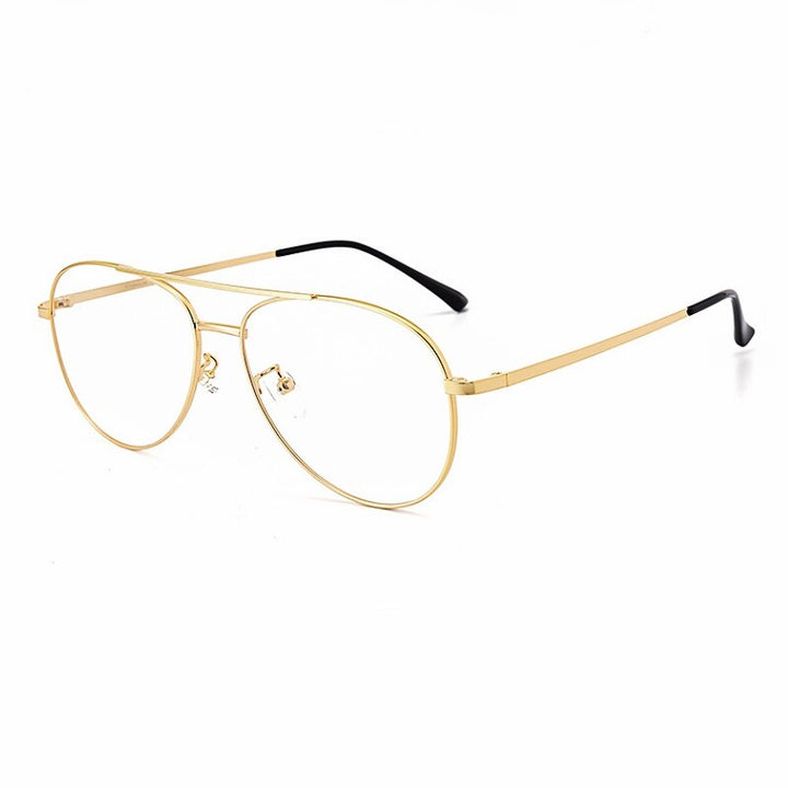 Yimaruili Unisex Full Rim Oval Double Bridge Titanium  Eyeglasses 2194 Full Rim Yimaruili Eyeglasses Gold
