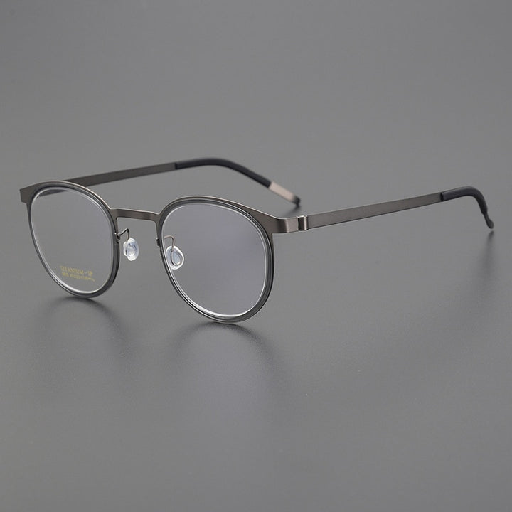 Bclear Unisex Full Rim Round Titanium Eyeglasses My9915 Full Rim Bclear