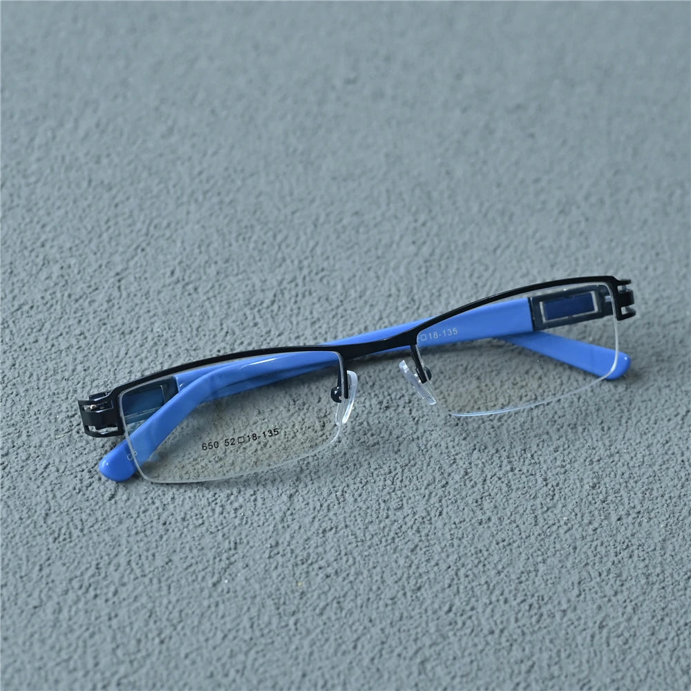 Cubojue Unisex Semi Rim Brow Line Rectangle Alloy Reading Glasses C650 Reading Glasses Cubojue +325 Blue