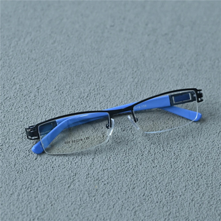 Cubojue Unisex Semi Rim Brow Line Rectangle Alloy Reading Glasses C650 Reading Glasses Cubojue +325 Blue