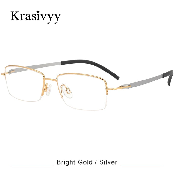 Krasivyy Women's Semi Rim Square Screwless Titanium Eyeglasses 315001