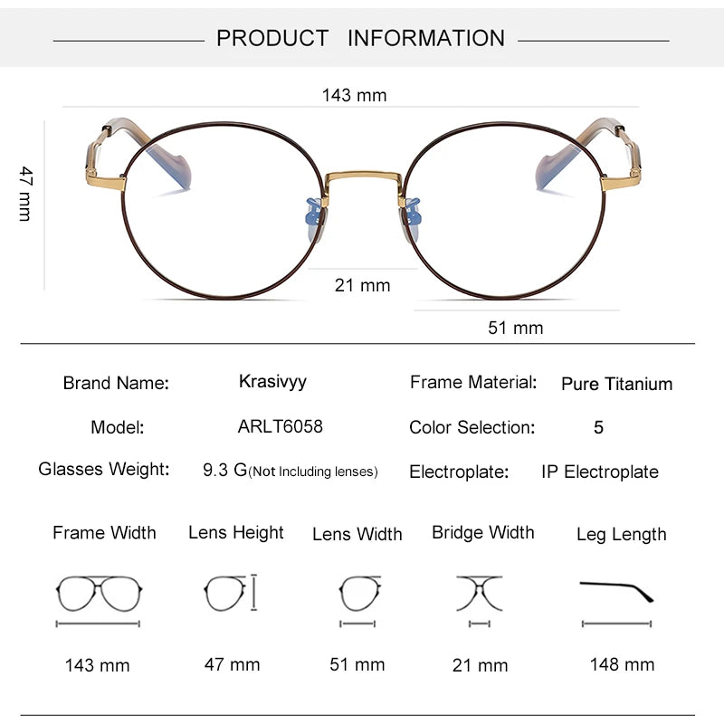 Krasivyy Unisex Full Rim Round Titanium Acetate Eyeglasses 46058 Full Rim Krasivyy