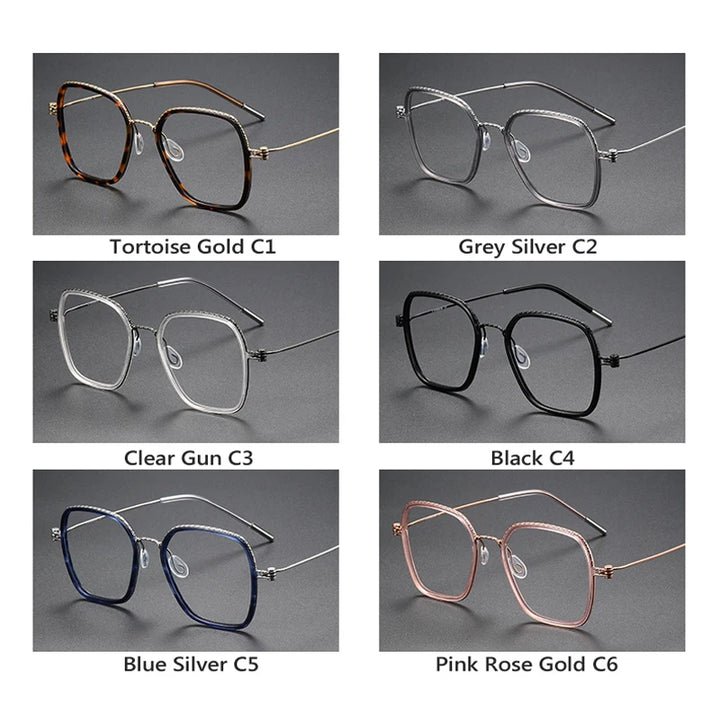 Oveliness Unisex Full Rim Square Acetate Titanium Eyeglasses 80895 Full Rim Oveliness