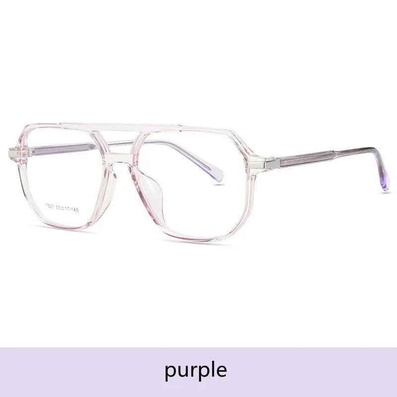 Kocolior Unisex Full Rim Oval Double Bridge Acetate Eyeglasses 7821 Full Rim Kocolior Purple China